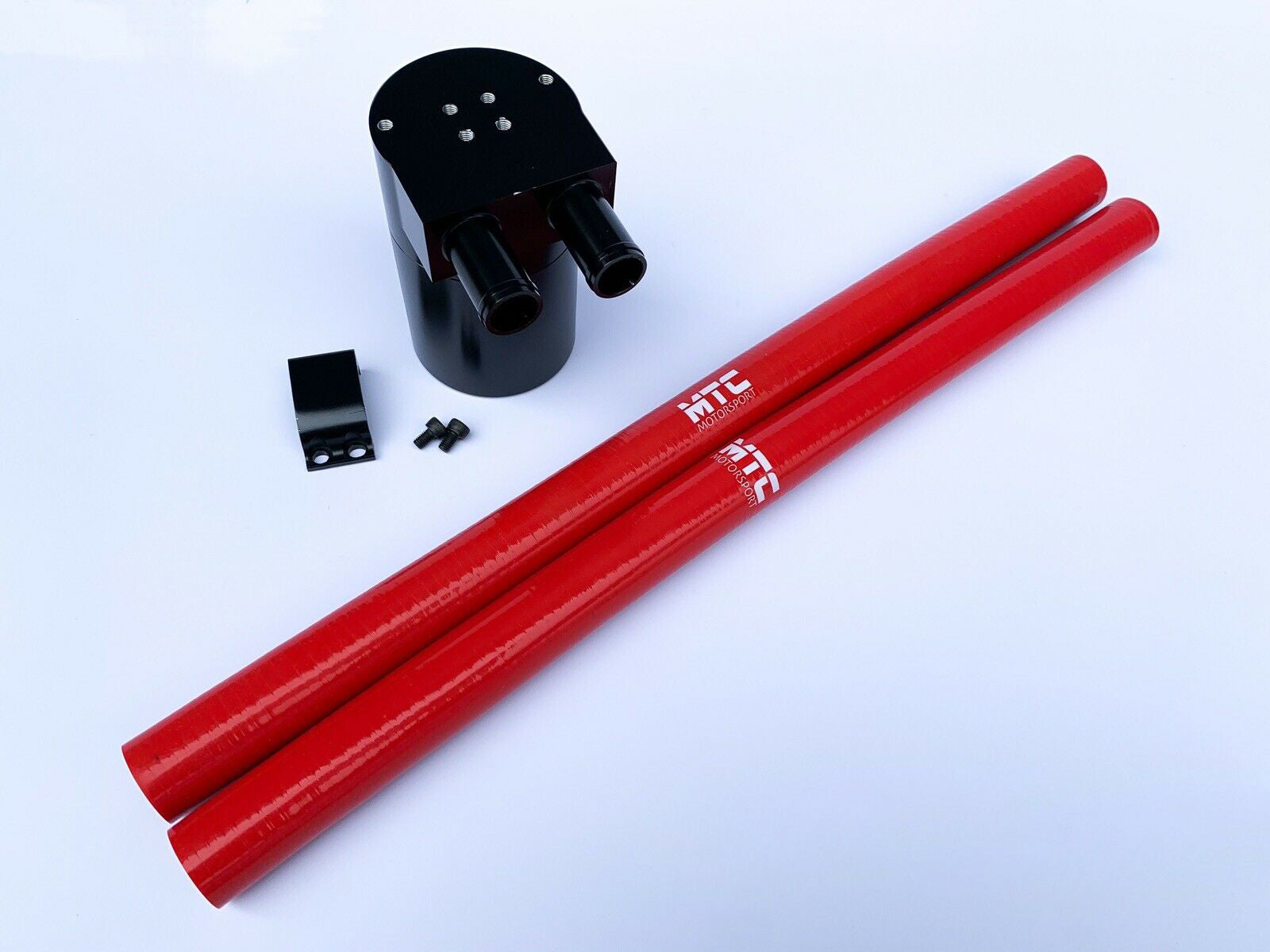 Oil Catch Can Tank Billet Steel Reservoir Universal 18mm Red VXR | MTC Motorsport