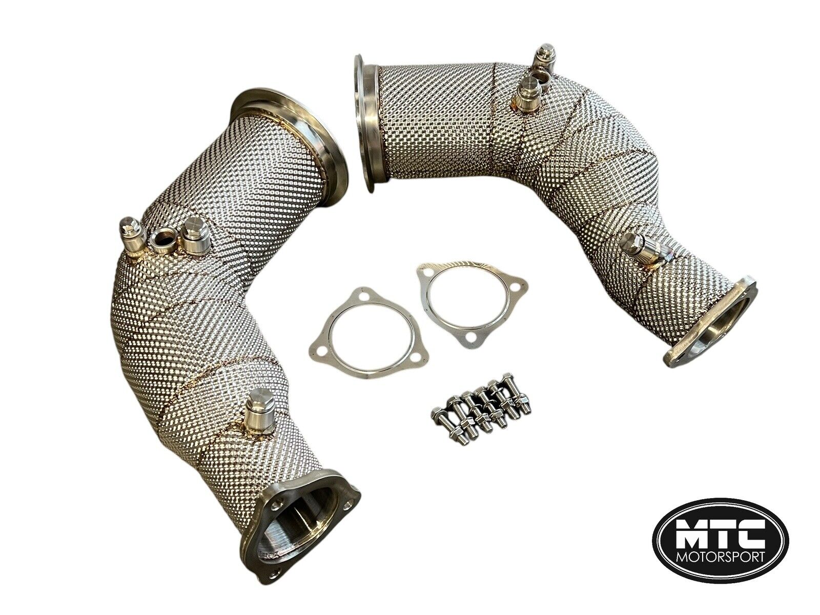 AUDI RS4 B9 LHD DOWNPIPES WITH 200 CELL HI-FLOW SPORTS CATS & HEAT SHIELD 2017-