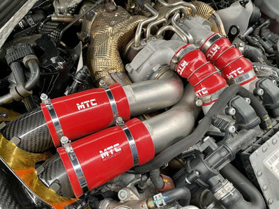 Audi RS6 RS7 S8 C7 Boost Hoses Turbos to Chargecooler Intake Red | MTC Motorsport