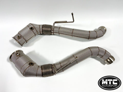 McLaren 600LT Downpipes with 200 Cell Hi-Flow Sports Cats & Heat Shield