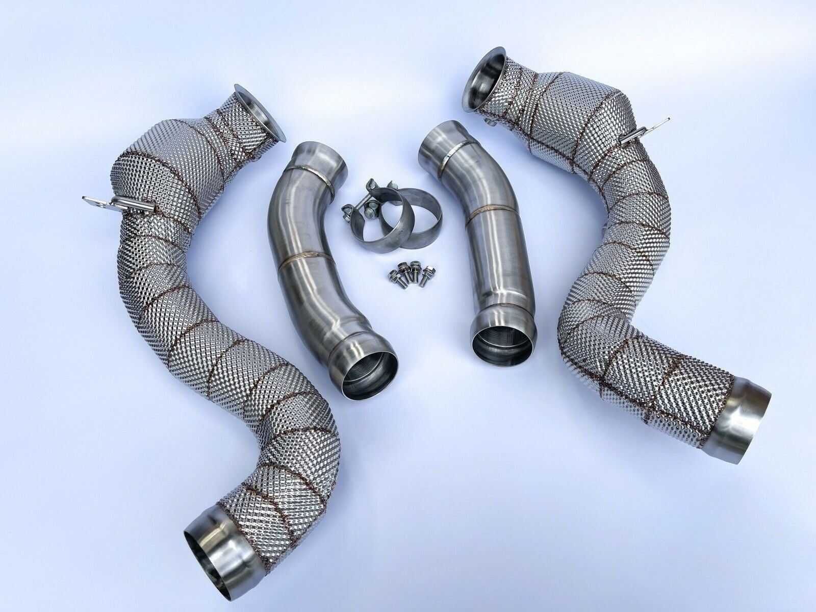 Mercedes C63 C63S Downpipes with 200 Cell Hi-Flow Sports Cats & Heat Shield 14- | MTC Motorsport