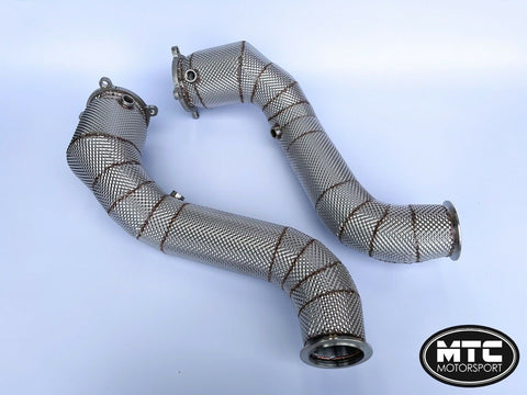 McLaren Senna Decat Downpipes 4” with Heat Shields | MTC Motorsport