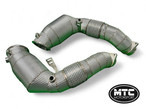 BMW F90 M5 DOWNPIPES WITH 200 CELL HI-FLOW SPORTS CATS & HEAT SHIELD 2021- LCI