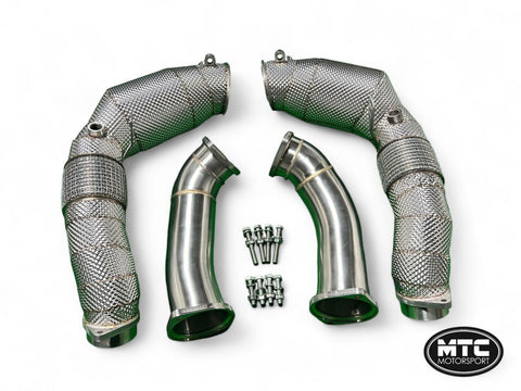 BMW F95 X5M X6M DOWNPIPES 200 CELL HI-FLOW SPORTS CATS & HEAT SHIELD 2021- LCI