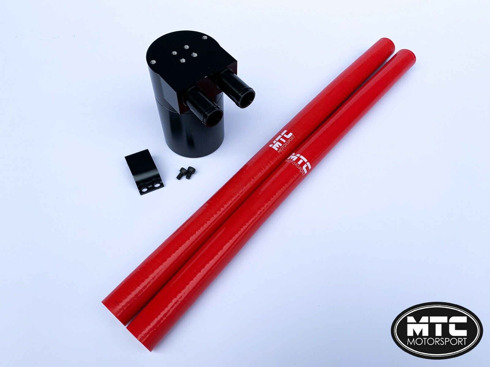 Oil Catch Can Tank Billet Steel Reservoir Universal 18mm Red VXR | MTC Motorsport