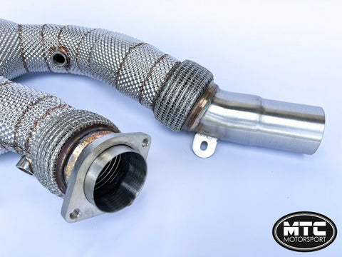 BMW M3 M4 F80 F82 Downpipes with 200 Cell Hi-Flow Sports Cats & Heat Shield 14-