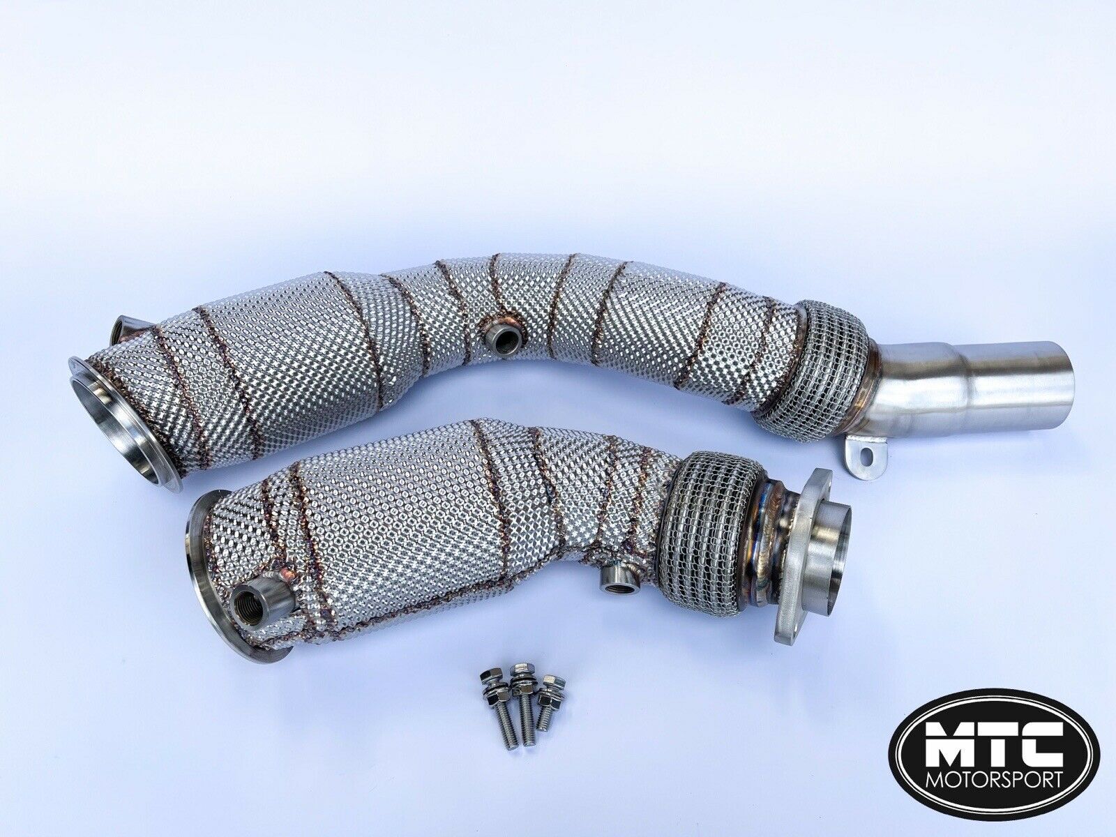 BMW M3 M4 F80 F82 S55 Downpipes with 200 Cell Hi-Flow Sports Cats & Heat Shield 14-