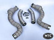 Mercedes C63 C63S Downpipes with 200 Cell Hi-Flow Sports Cats & Heat Shield 14- | MTC Motorsport