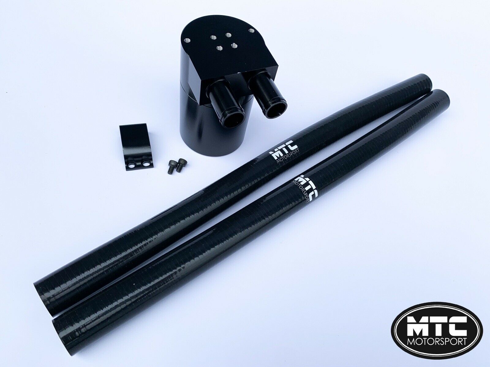 Billet Oil Catch Tank Double Baffled Audi S3 1.8T Hoses Black | MTC Motorsport