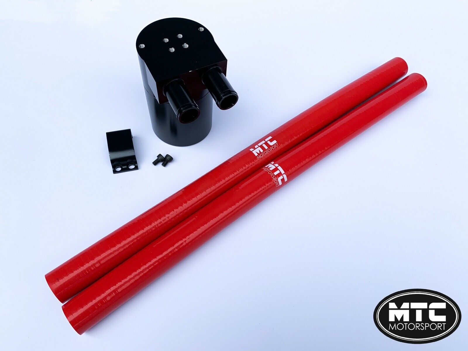 Oil Catch Can Tank Billet Steel Reservoir Universal 18mm Red VXR | MTC Motorsport