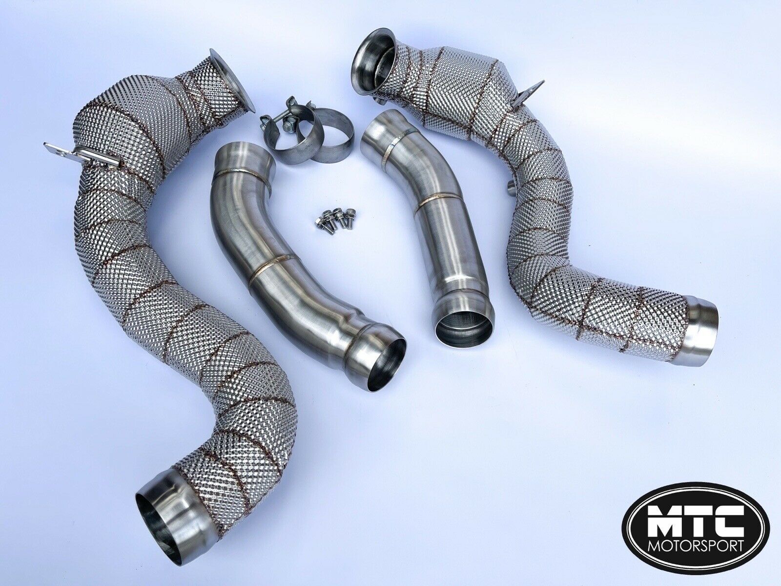 Mercedes C63 C63S Downpipes with 200 Cell Hi-Flow Sports Cats & Heat Shield 14- | MTC Motorsport