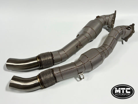 AUDI RS6 RS7 C7 DOWNPIPES & MIDPIPES 200 CELL HI-FLOW SPORTS CATS & HEAT SHIELD