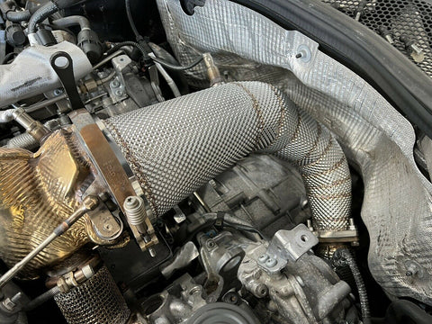 Audi S4 S5 Downpipe with 200 Cell Hi-Flow Sports Cat & Heat Shield B9 3.0 TFSI