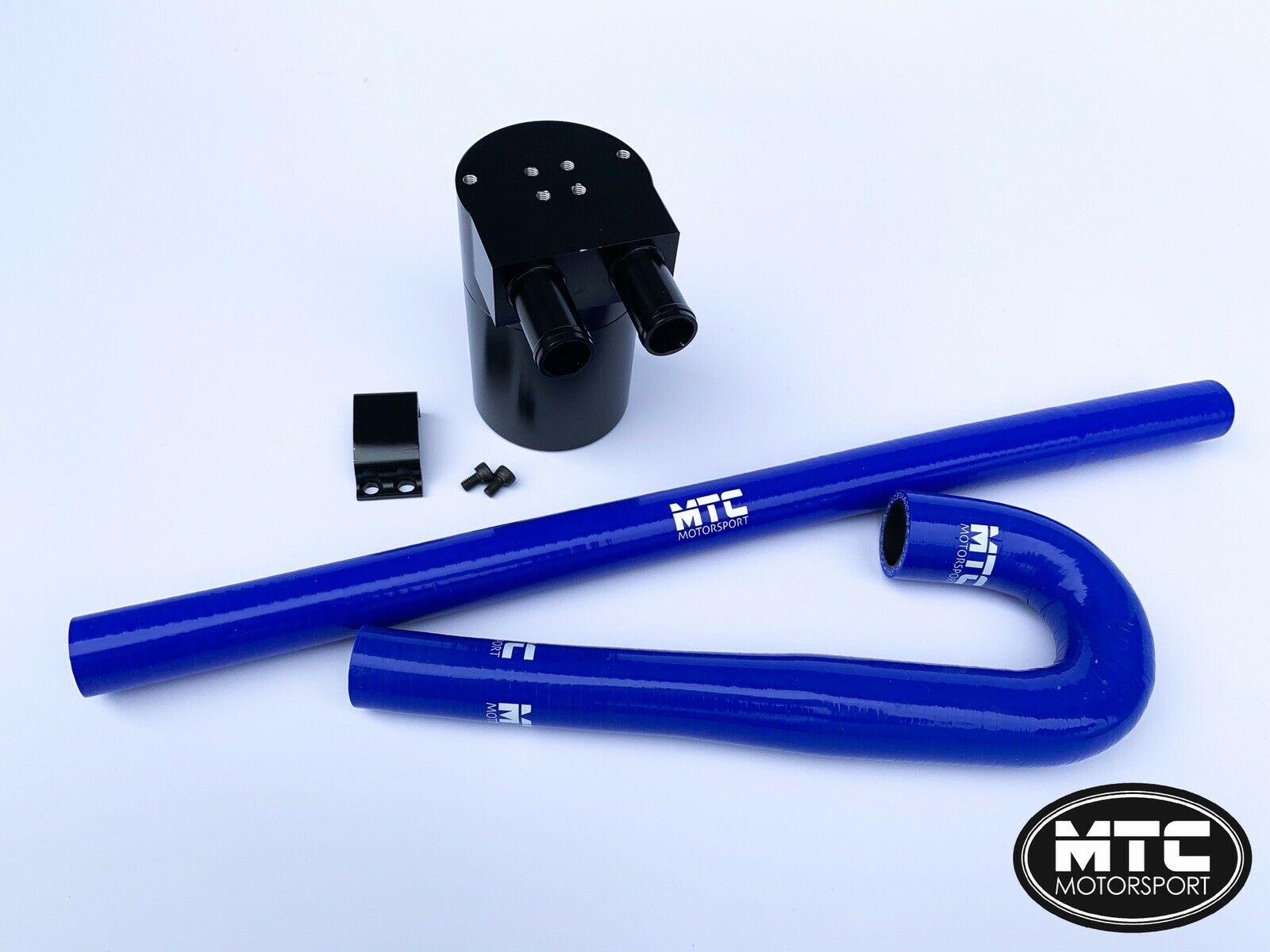 Billet Oil Catch Tank Double Baffled Audi S3 1.8T Hoses Blue | MTC Motorsport