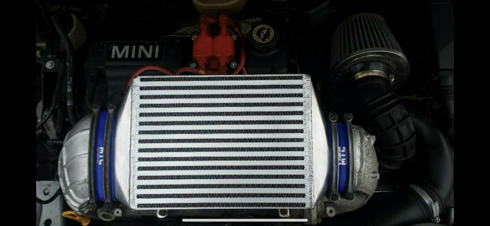 Mini R53 Cooper S Top Mount Intercooler and Snoot Boots 02-06 1.6 Black | MTC Motorsport