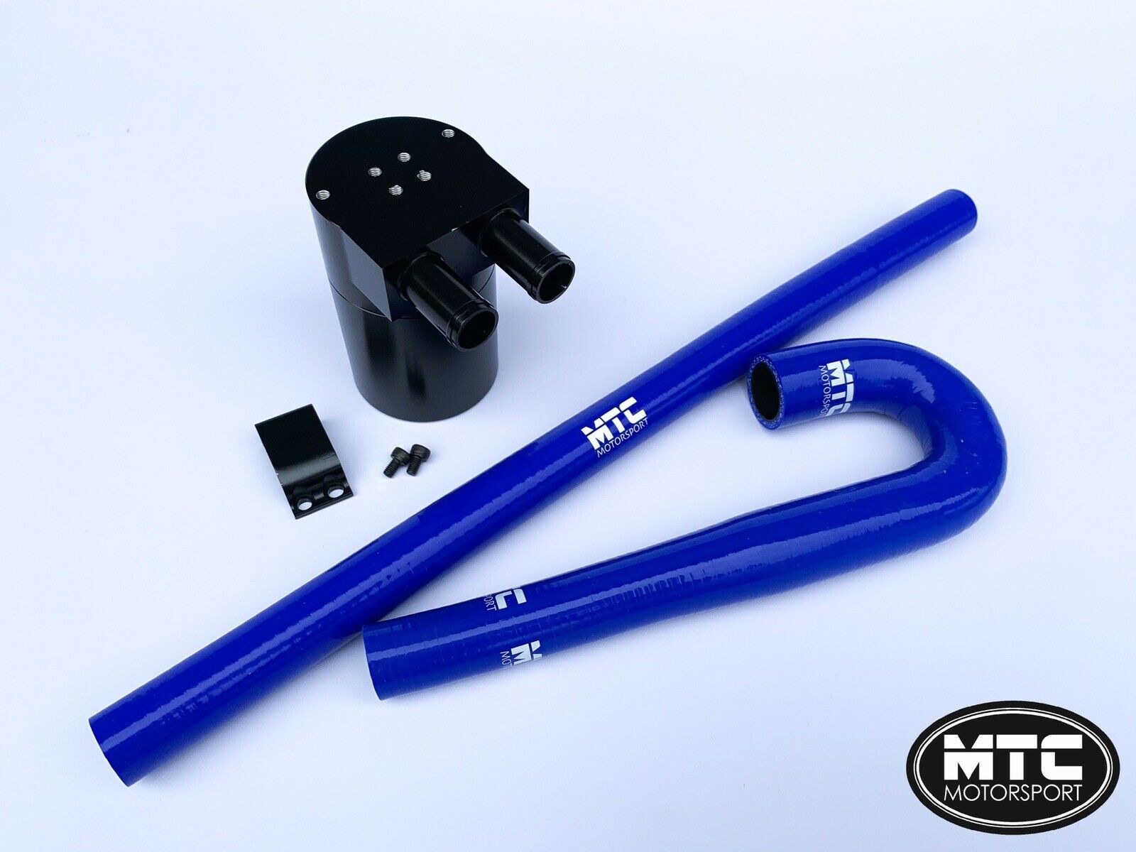 Billet Oil Catch Tank Double Baffled Audi S3 1.8T Hoses Blue | MTC Motorsport