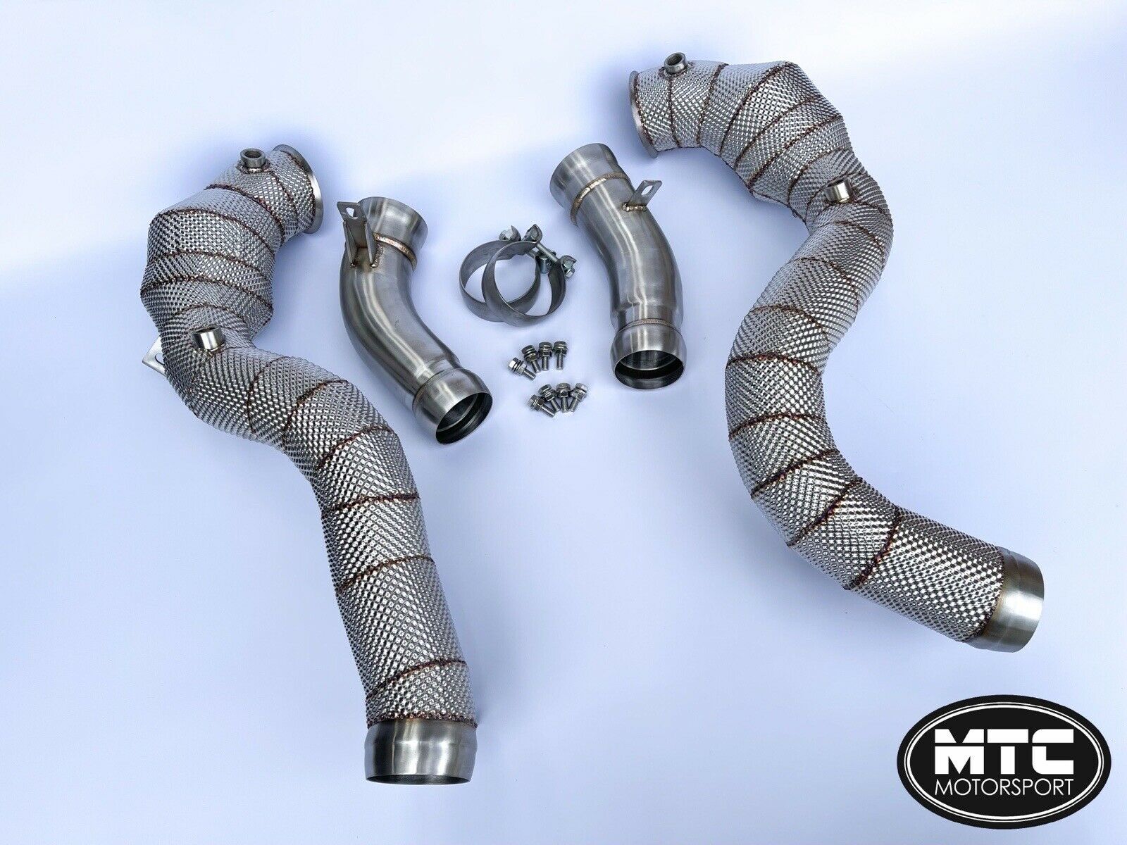 Mercedes GLC 63S Downpipes with 200 Cell Hi-Flow Sports Cats & Heat Shield 2017- GLC63S | MTC Motorsport