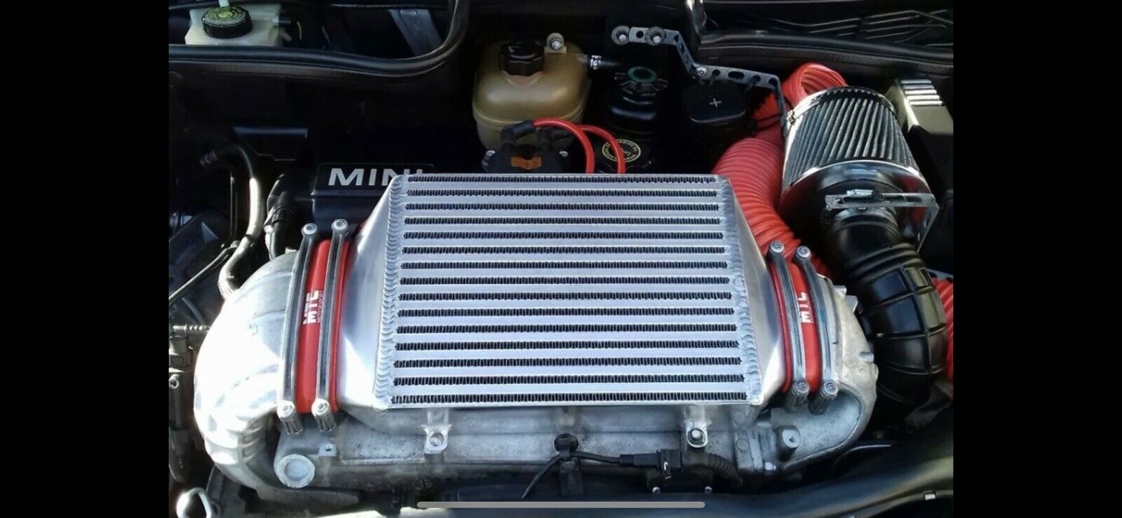 Mini R53 Cooper S Top Mount Intercooler and Snoot Boots 02-06 1.6 Black | MTC Motorsport