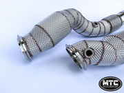 BMW M3 M4 G80 G82 Downpipes with 200 Cell Hi-Flow Sports Cats & Heat Shield 2021 | MTC Motorsport
