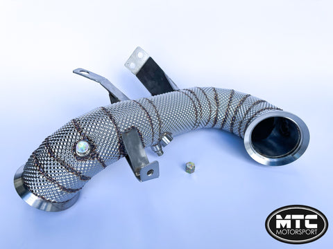 Mercedes A45 S 3” Decat Downpipe CLA45 S A45S AMG with Heat Shield 2019- | MTC Motorsport