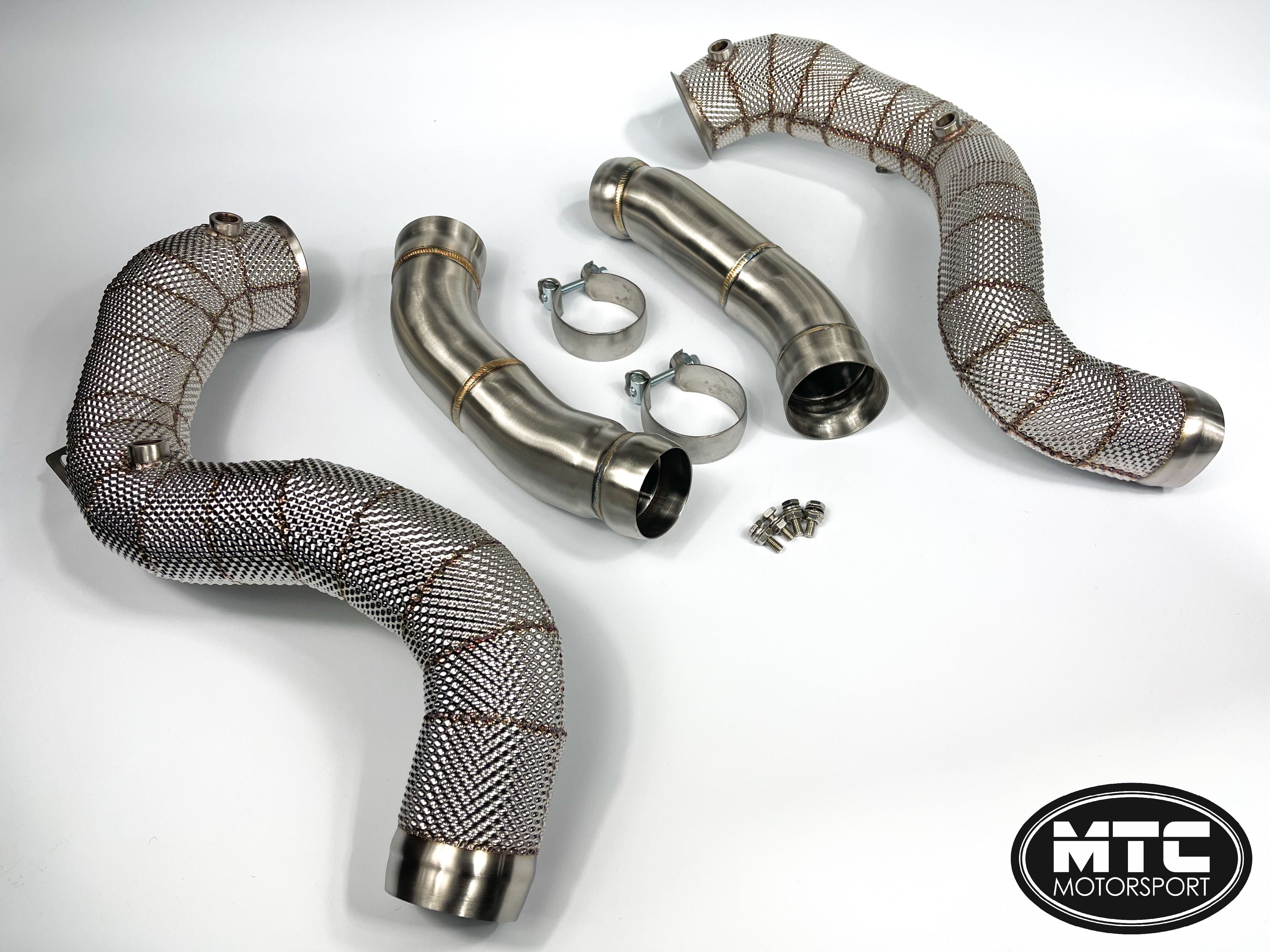 Mercedes C63 S AMG Decat Downpipes With Heat Shield W205 C Class | MTC Motorsport