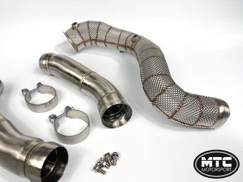 Mercedes C63 S AMG Decat Downpipes With Heat Shield W205 C Class | MTC Motorsport