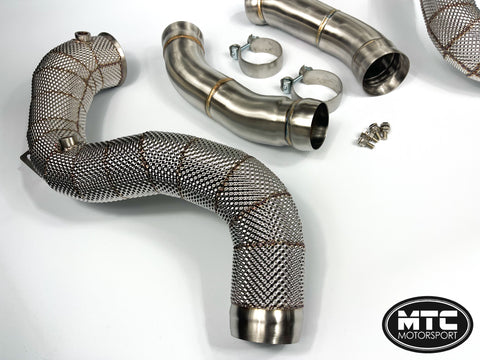 Mercedes C63 S AMG Decat Downpipes With Heat Shield W205 C Class | MTC Motorsport